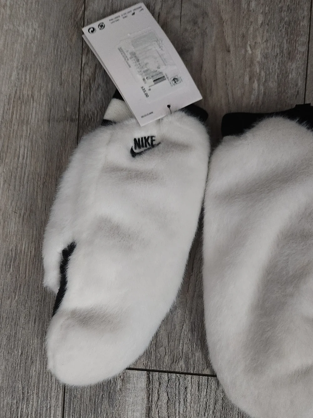 Nike White Fleece Mittens (Women's)- Black Accents